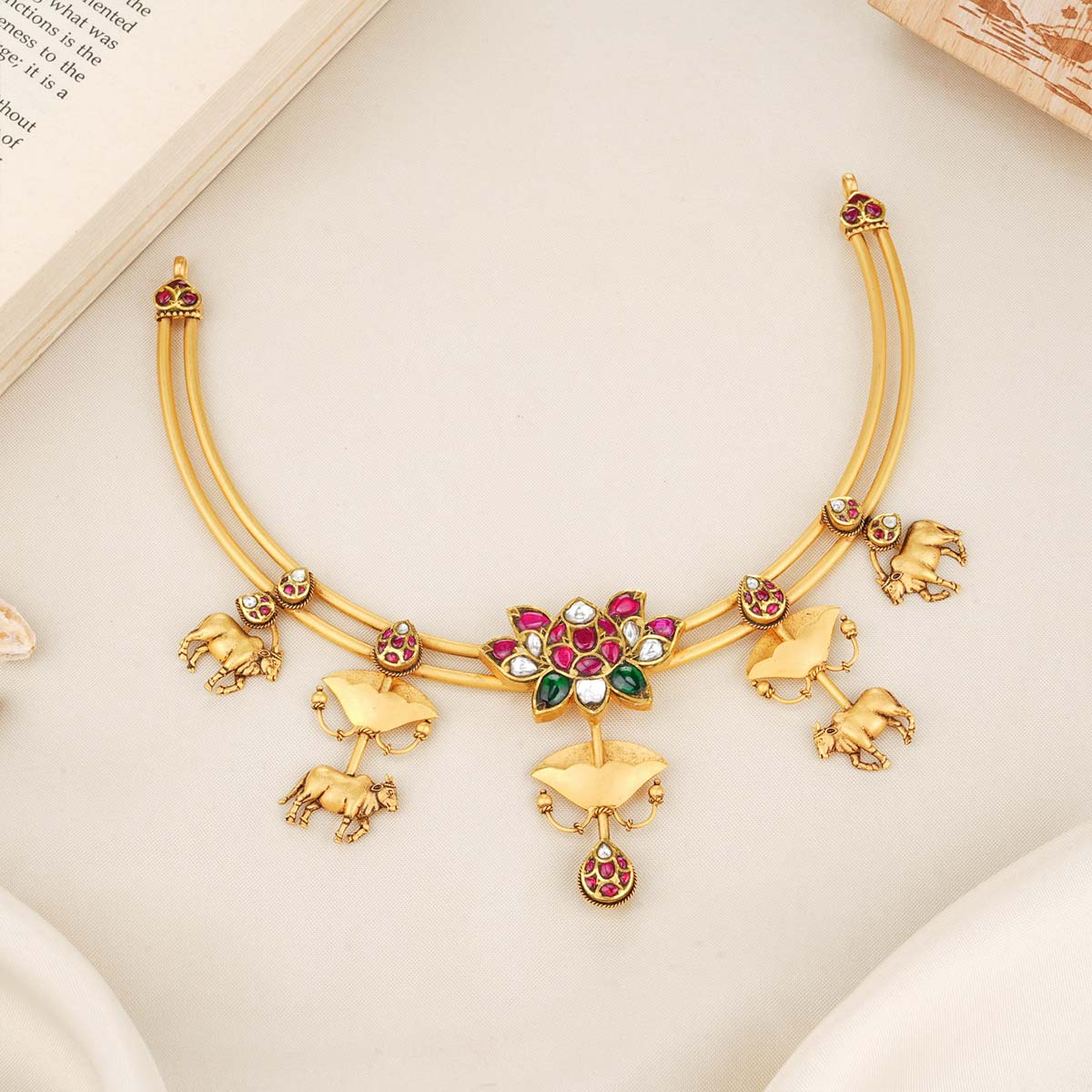 Golden Charm Short Necklace Set