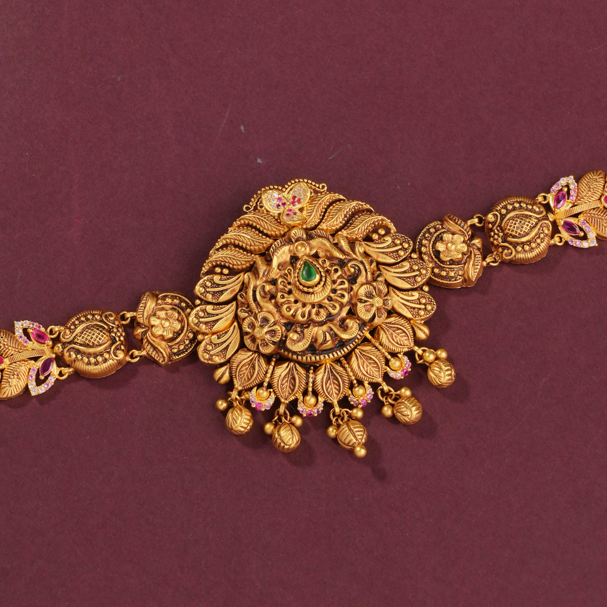 Unique Antique Long Necklace Cum Oddiyanam