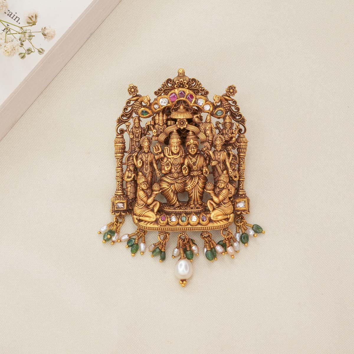 Lord Shivan Parvathi Antique Pendant