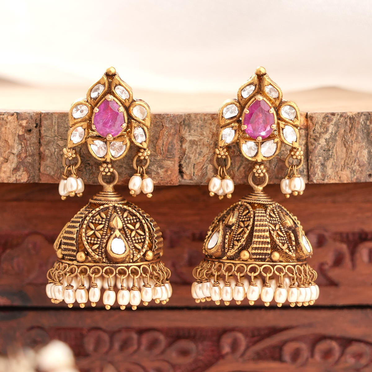 Regal Aura Antique Jhumkas