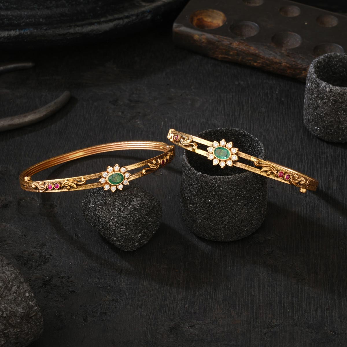 Mahisha Green Antique Bangles