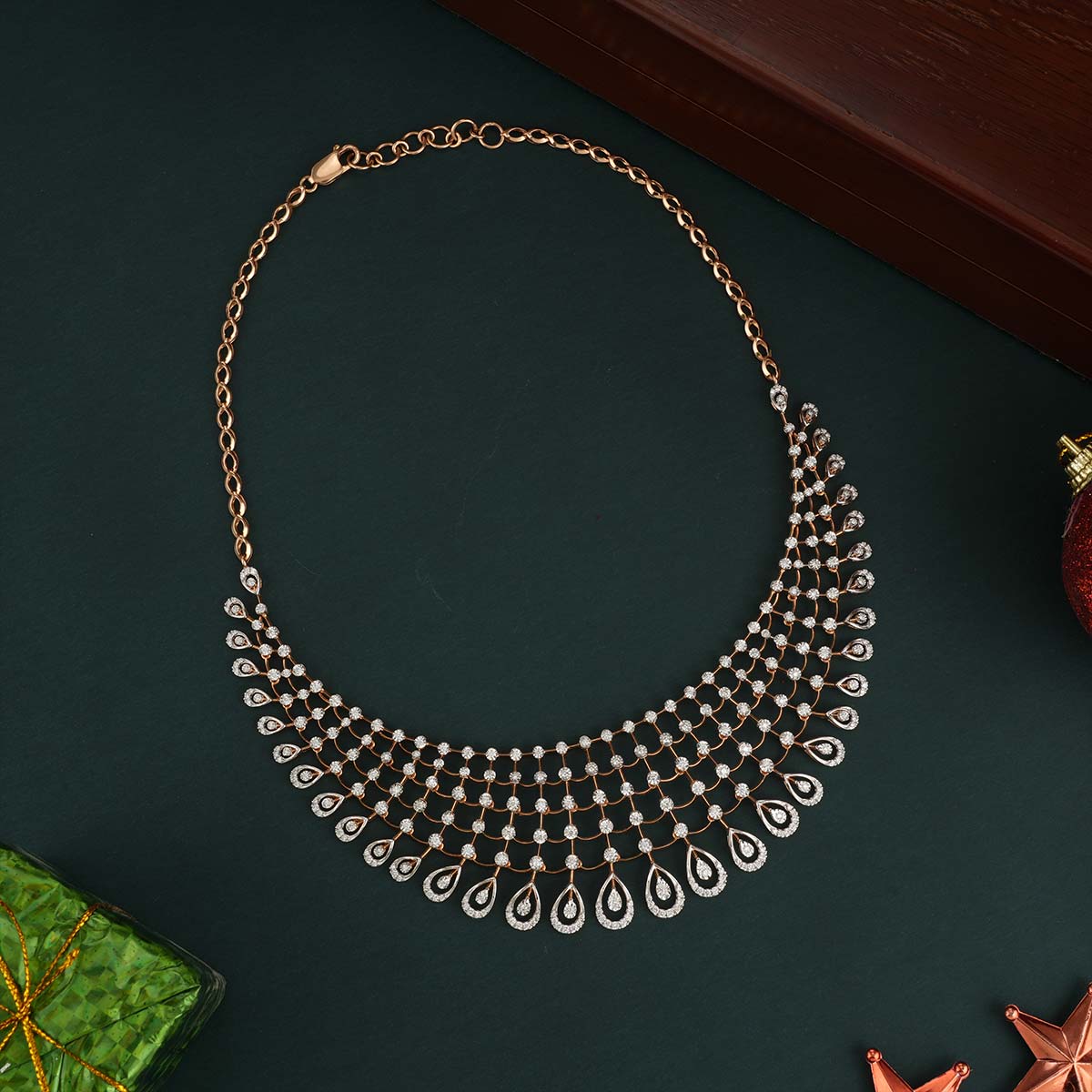Diamond Necklace Design Thoranam Inspired Vibrant Diamond Choker