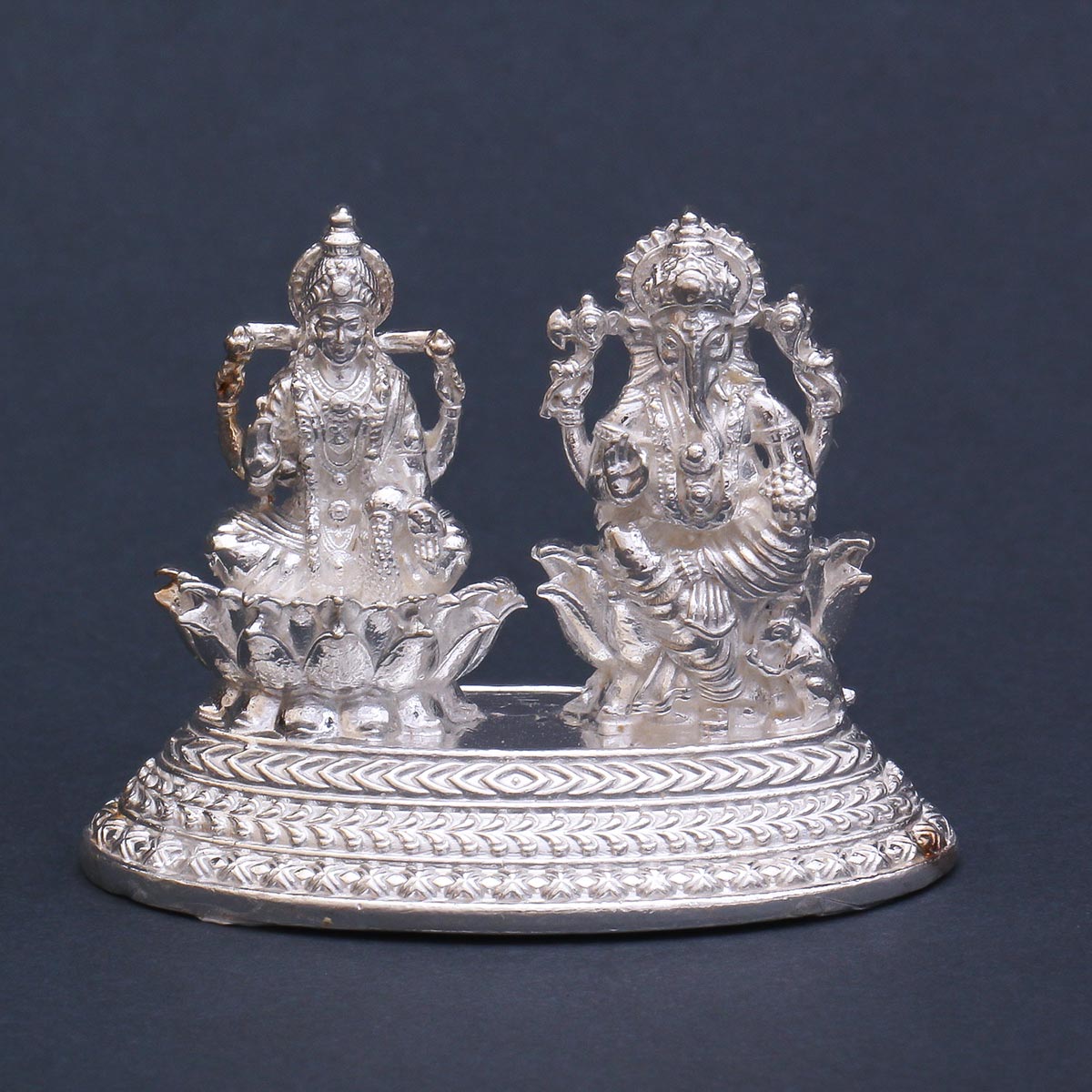 Lakshmi with Vinayagar Silver Idols
