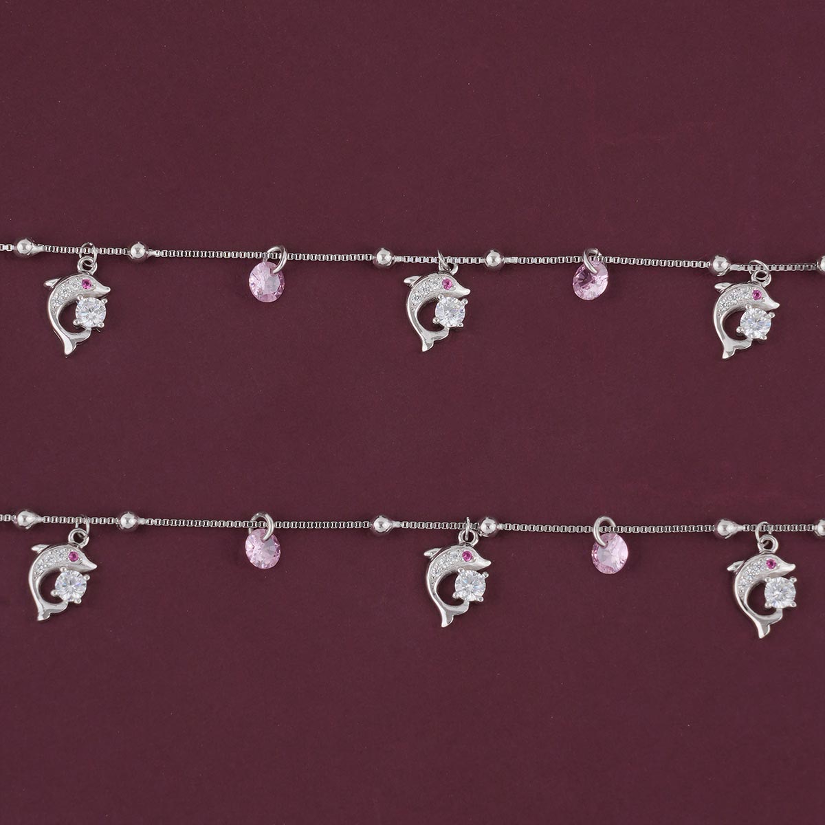 Beautiful Dolphin Silver Anklet