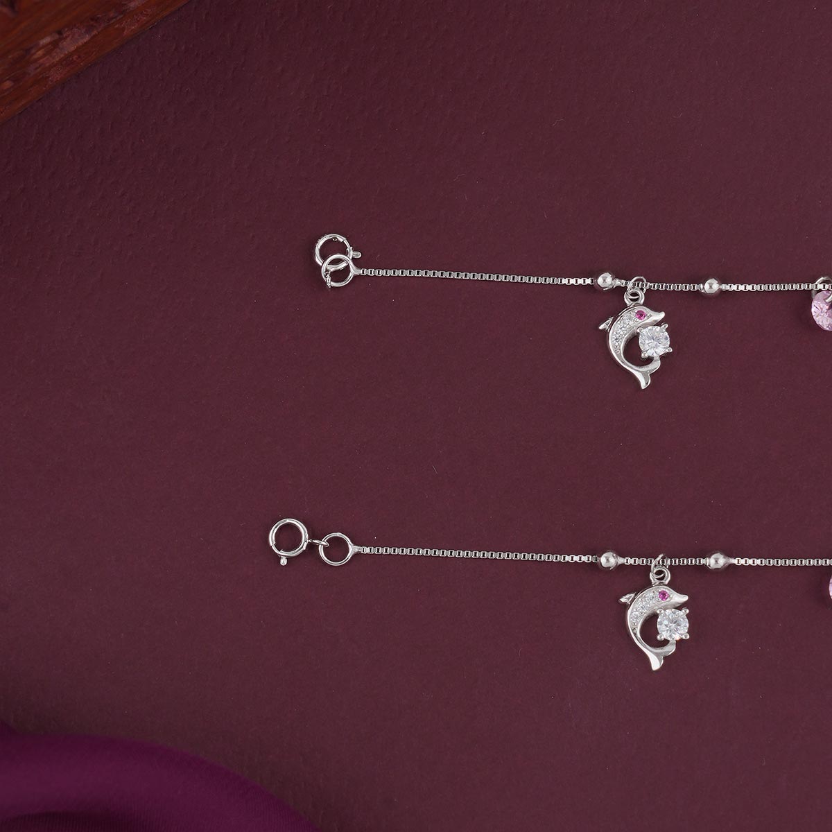 Beautiful Dolphin Silver Anklet