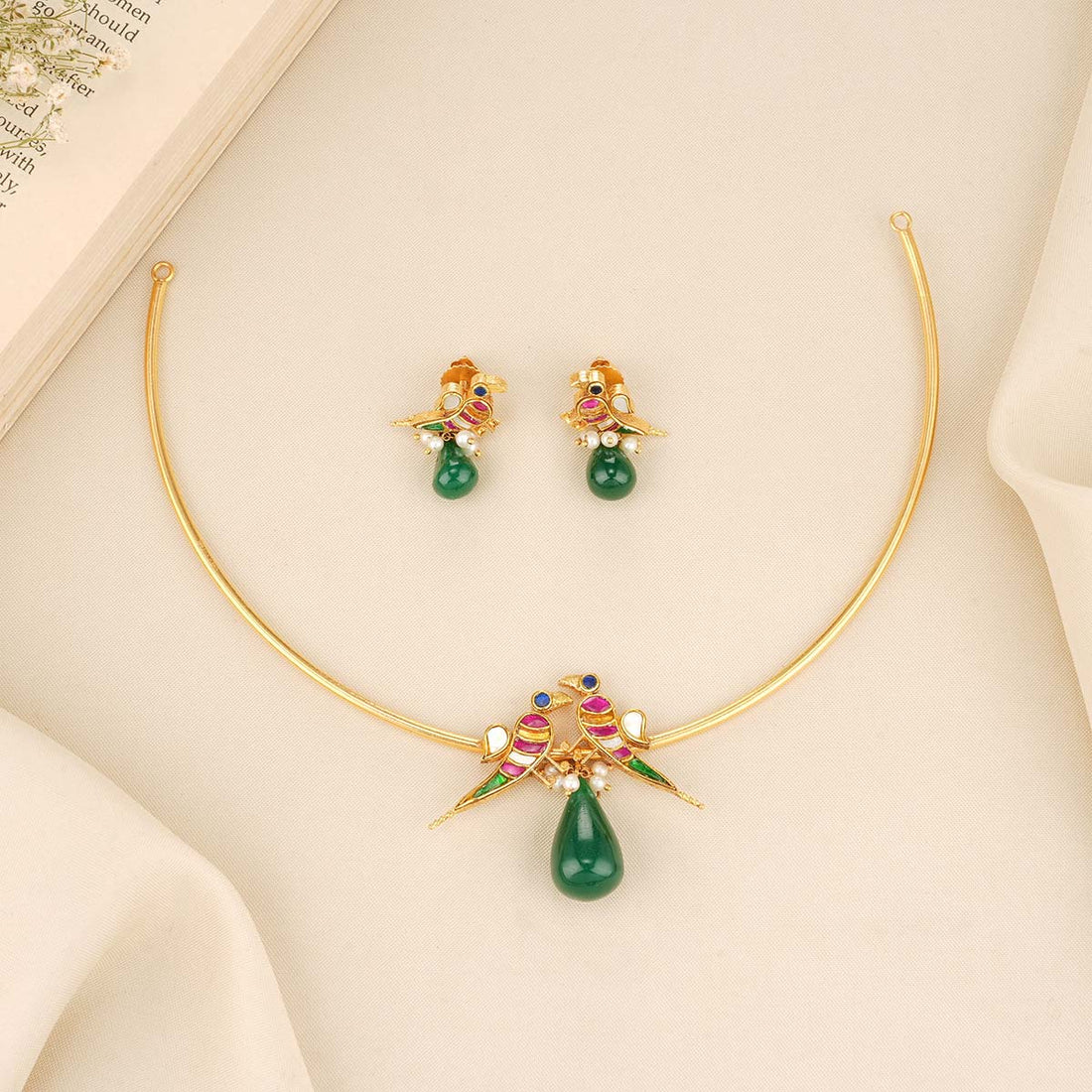 Pair of birds Hasli Necklace Set
