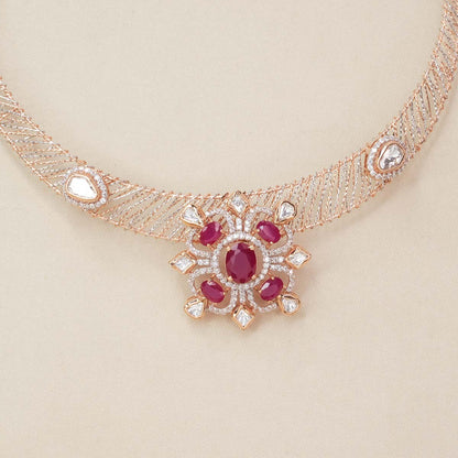 Unique Floral Short Necklace Set