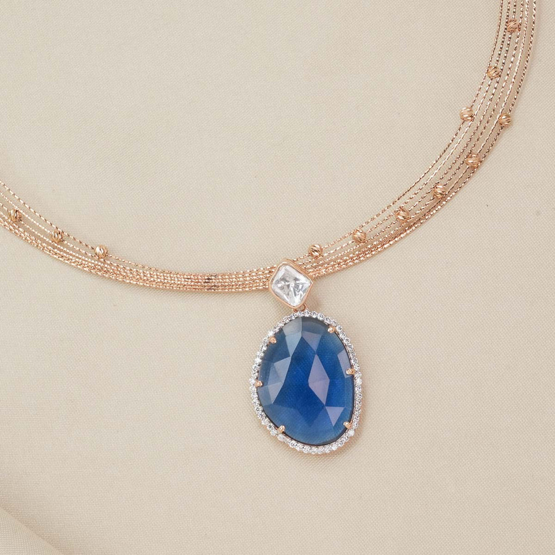 Glimmering Blue Short Necklace Set