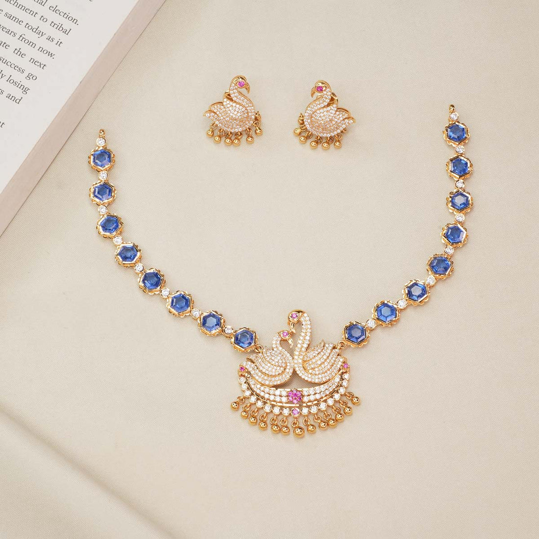 Bold Blue Short Necklace Set