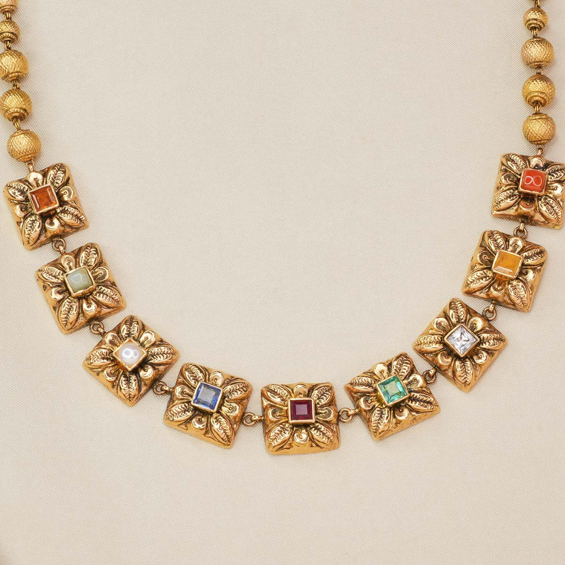 Navaratna Antique Nagas Short Necklace