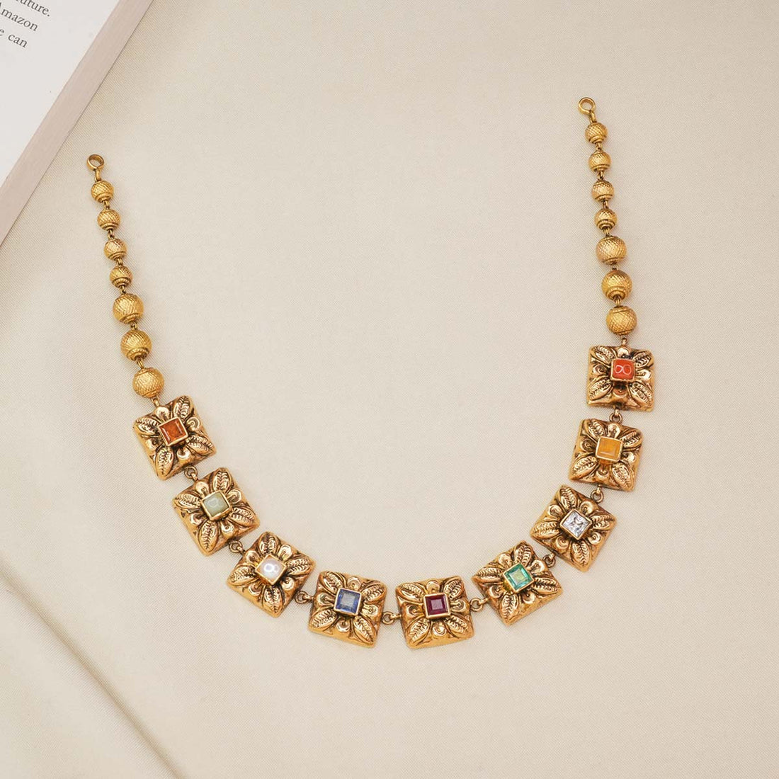 Navaratna Antique Nagas Short Necklace