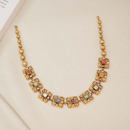 Navaratna Antique Nagas Short Necklace