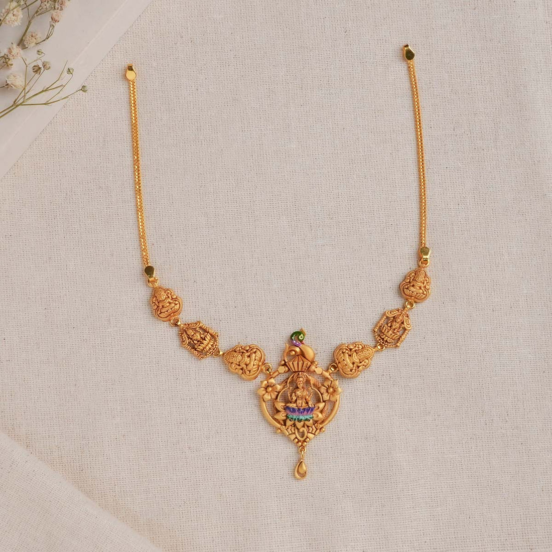 Sitting Lakshmi Short Necklace