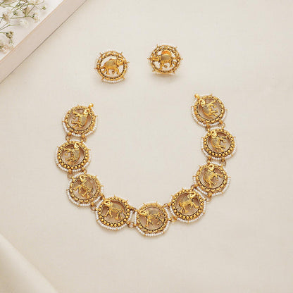 Elephant Designed Short Necklace Set