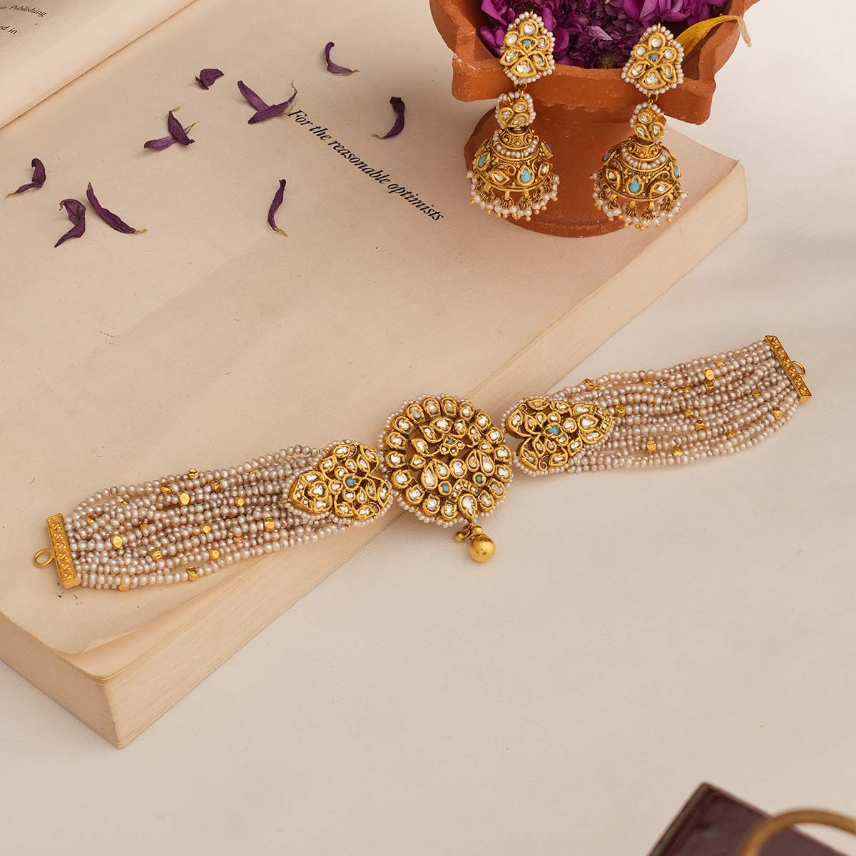 Golden Glow Choker Necklace Set