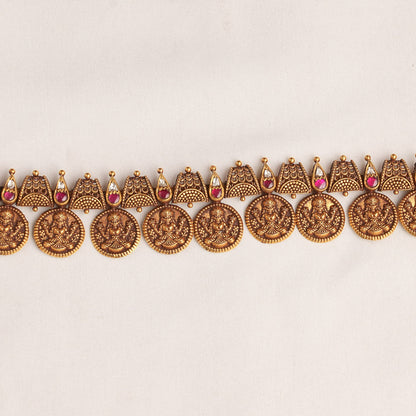 Unique Antique Kaasumalai Necklace Cum Oddiyanam