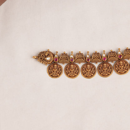 Unique Antique Kaasumalai Necklace Cum Oddiyanam
