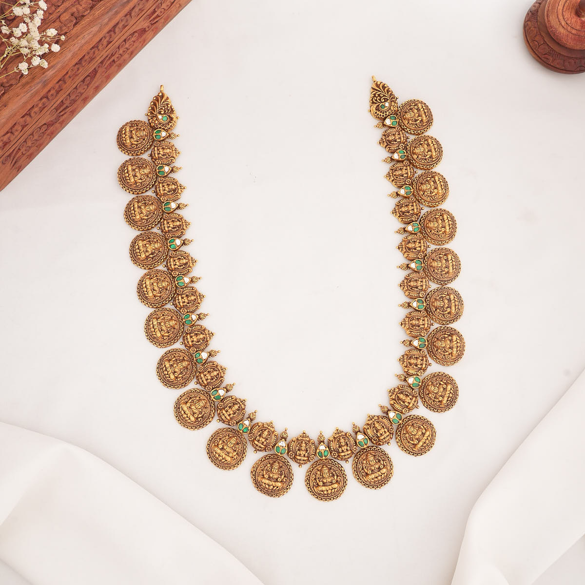 Antique Kaasumalai Necklace Cum Oddiyanam
