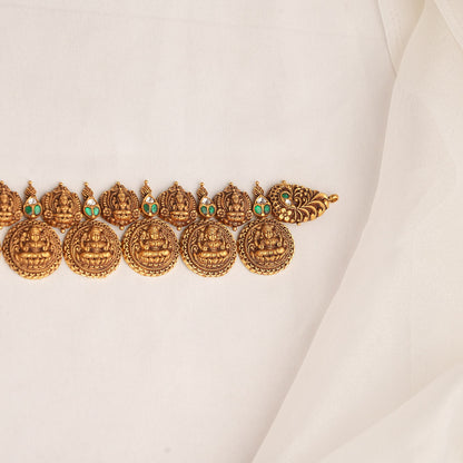 Antique Kaasumalai Necklace Cum Oddiyanam