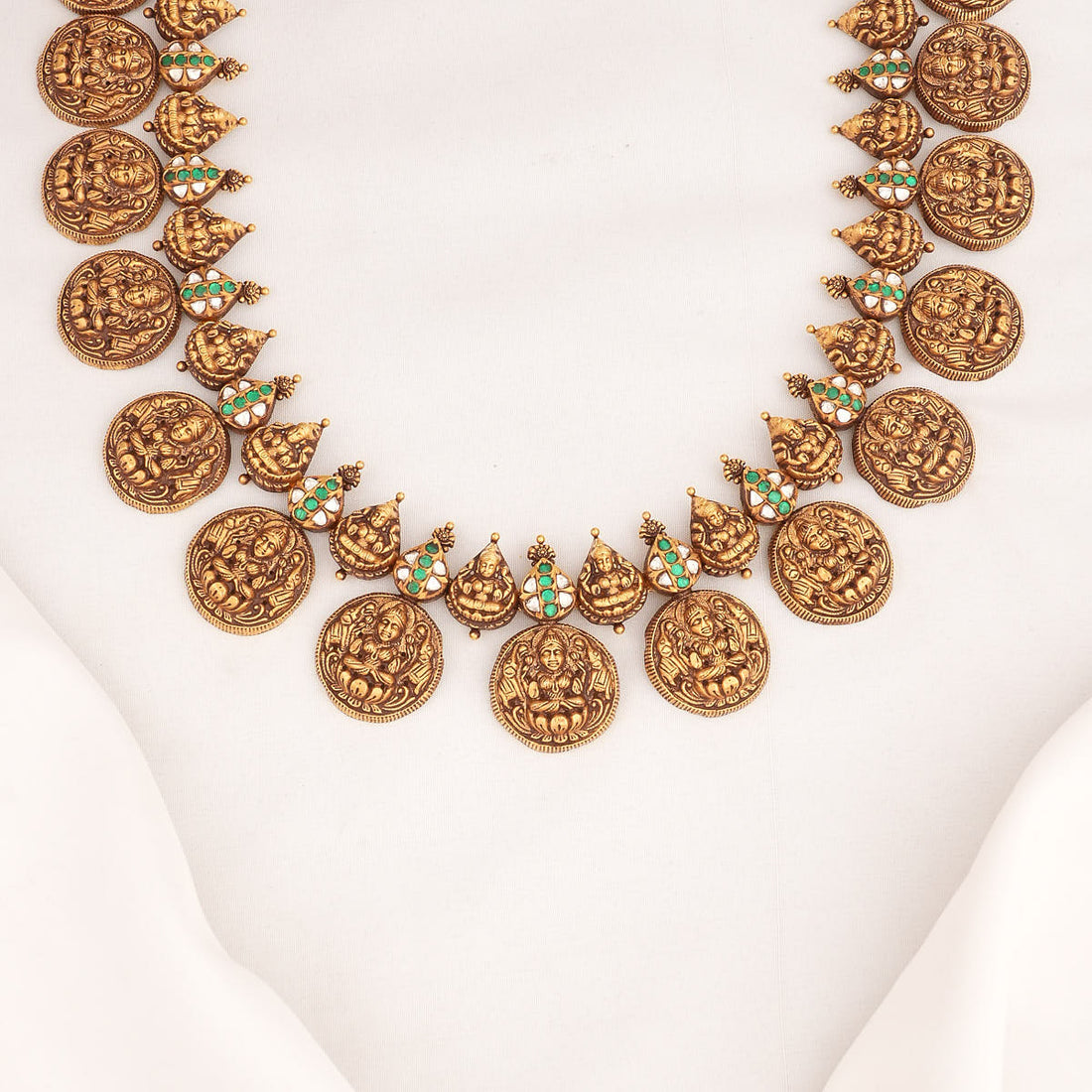Lakshmi Antique Kaasumalai Necklace Cum Oddiyanam