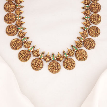 Lakshmi Antique Kaasumalai Necklace Cum Oddiyanam