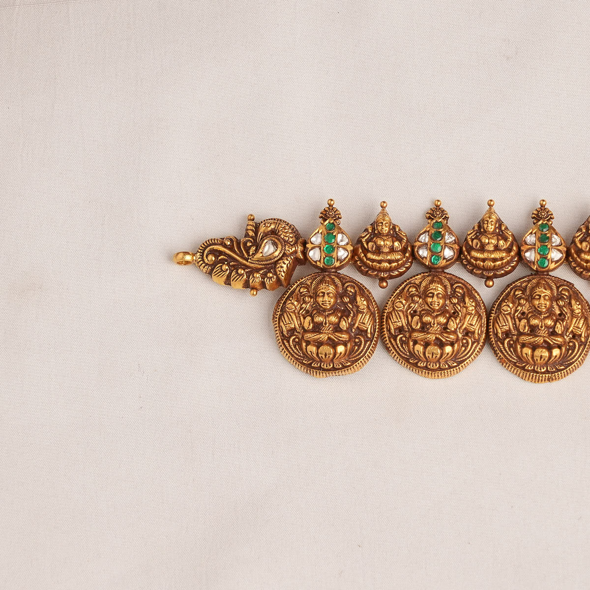 Lakshmi Antique Kaasumalai Necklace Cum Oddiyanam