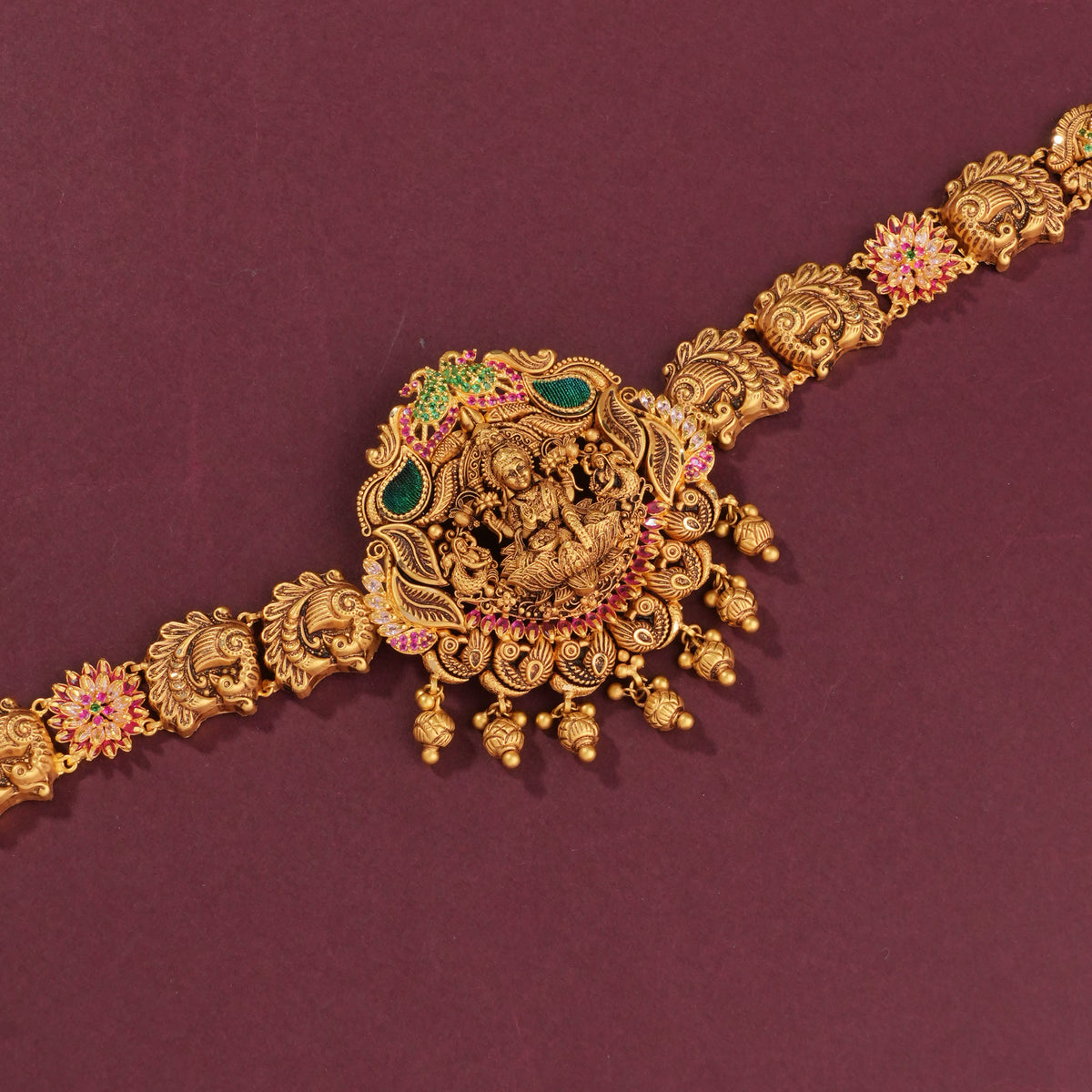 Attractive Antique Long Necklace Cum Oddiyanam