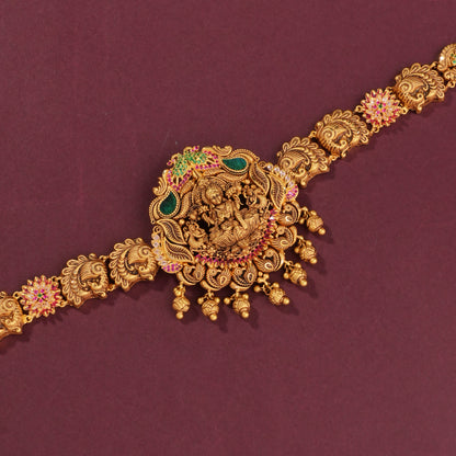 Attractive Antique Long Necklace Cum Oddiyanam