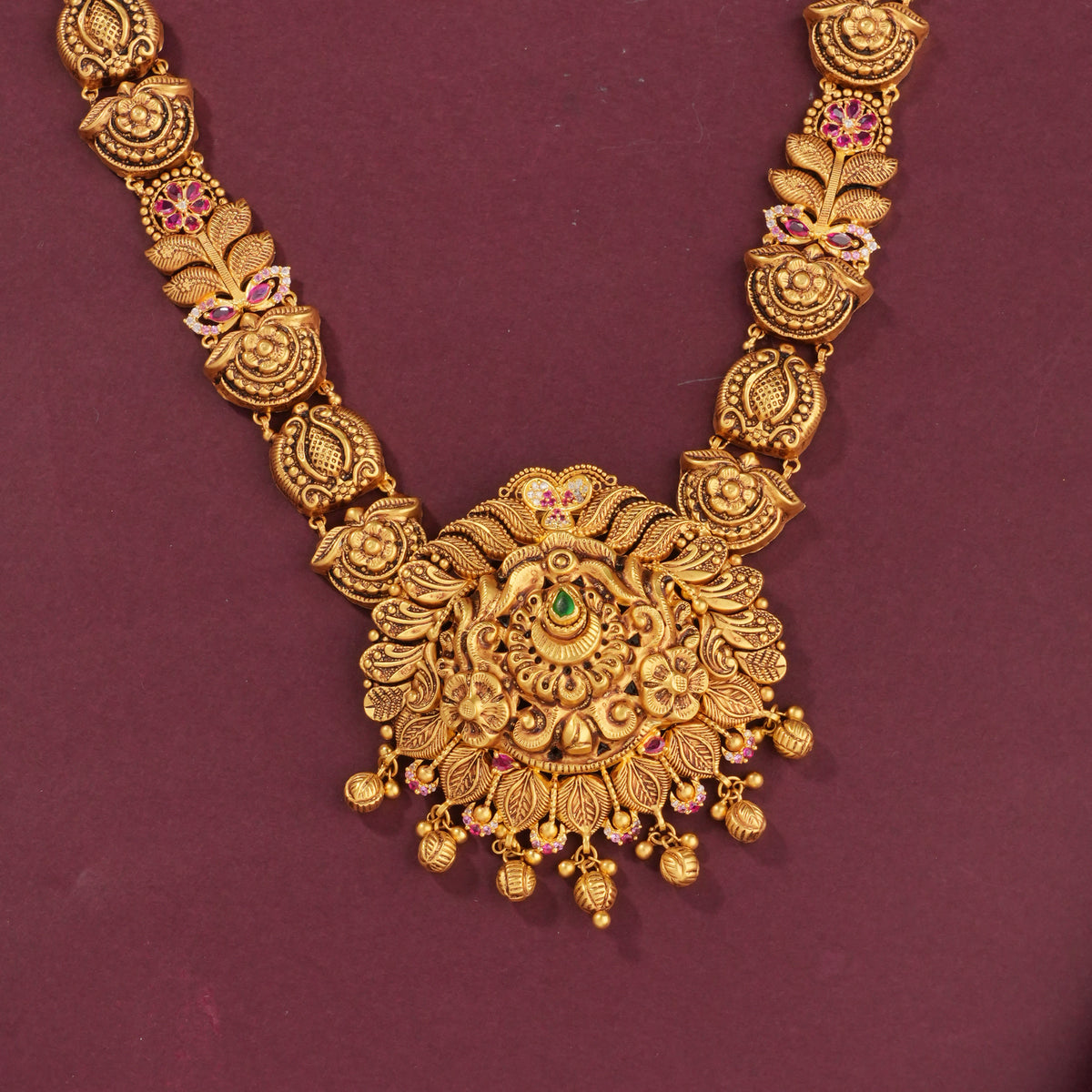 Unique Antique Long Necklace Cum Oddiyanam