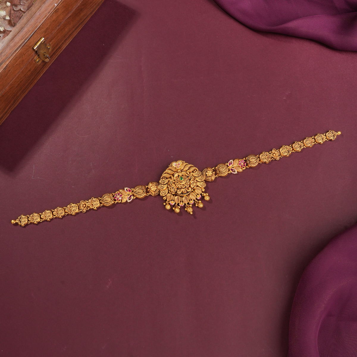 Unique Antique Long Necklace Cum Oddiyanam