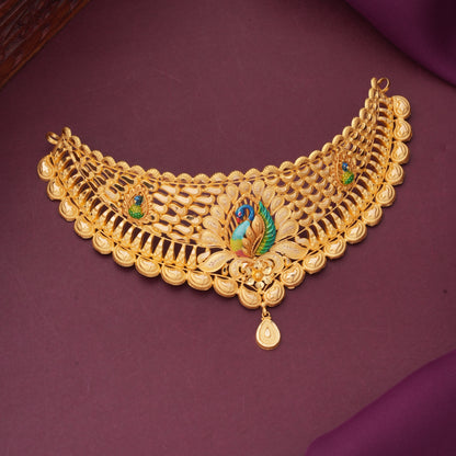 Elegant Peacock Gold Choker