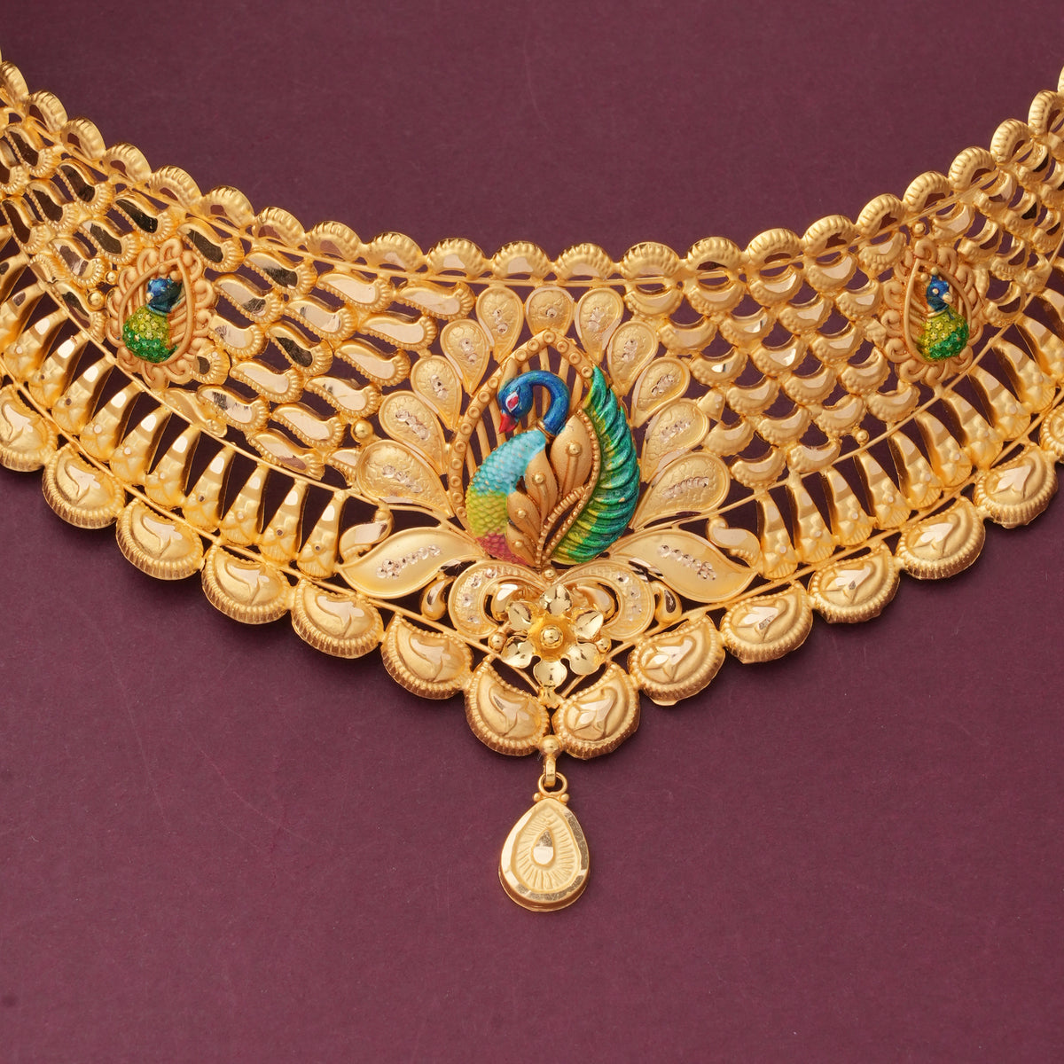 Elegant Peacock Gold Choker