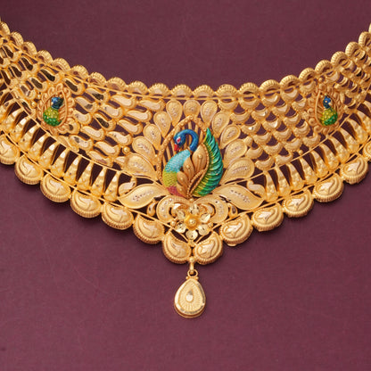 Elegant Peacock Gold Choker