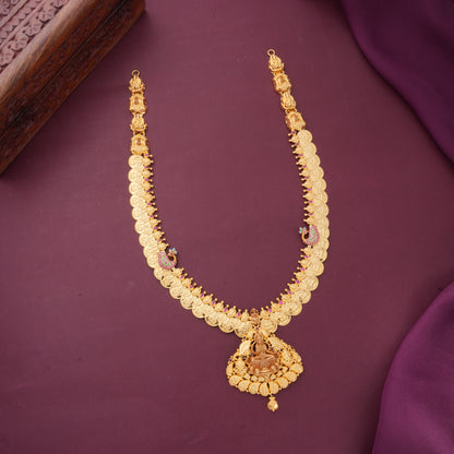 Lakshmi with Kaasumala Gold Long Necklace