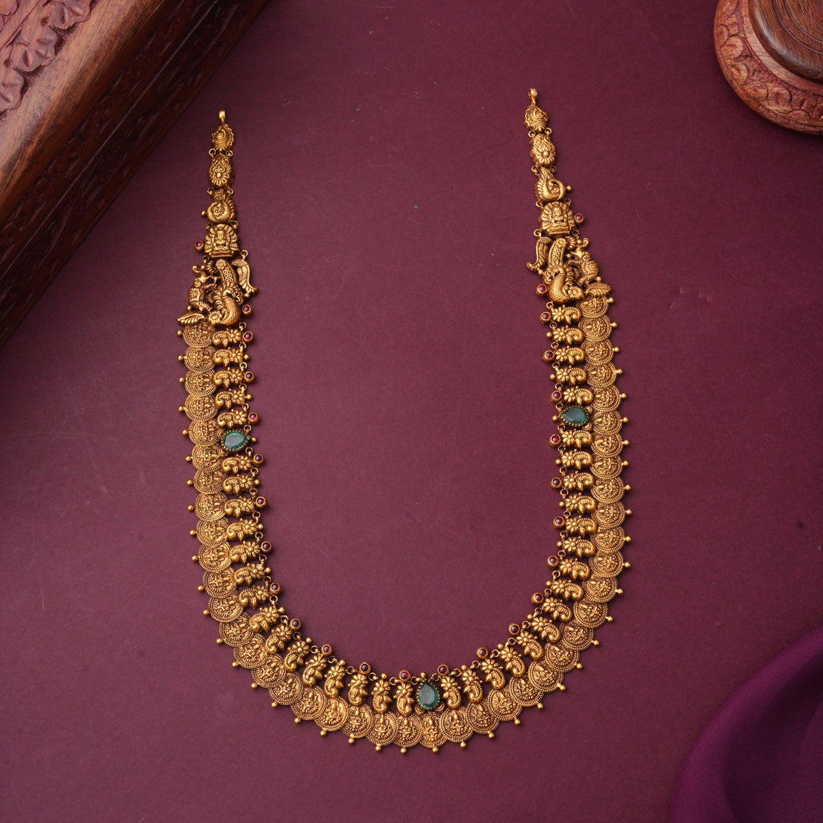 Vedhikaa Antique Long Kaasu Maalai Necklace