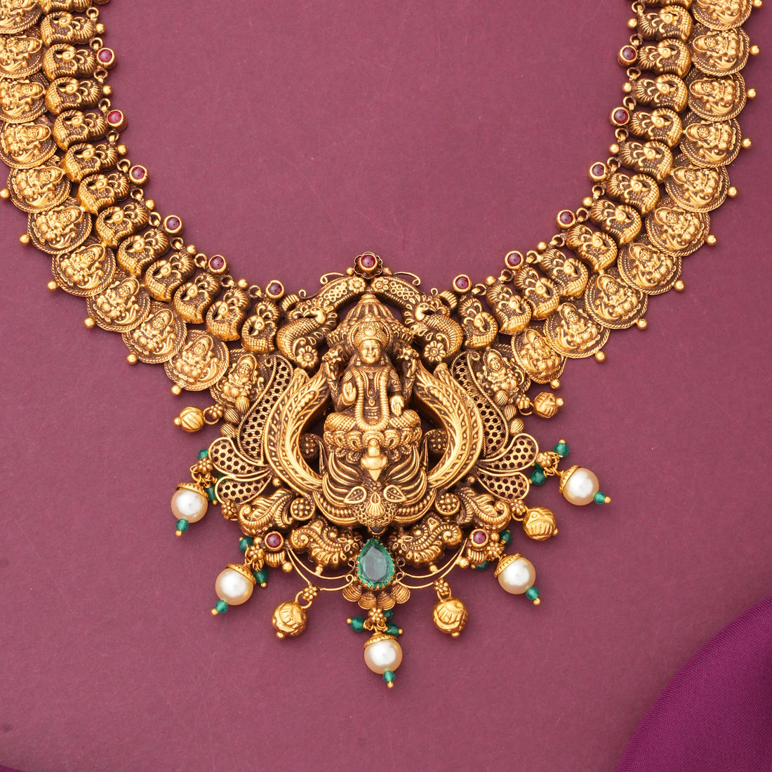 Dhanshikaa Antique Long Kaasu Maalai Necklace