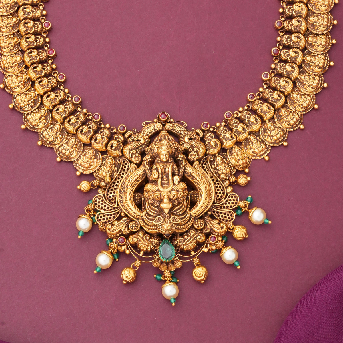 Dhanshikaa Antique Long Kaasu Maalai Necklace