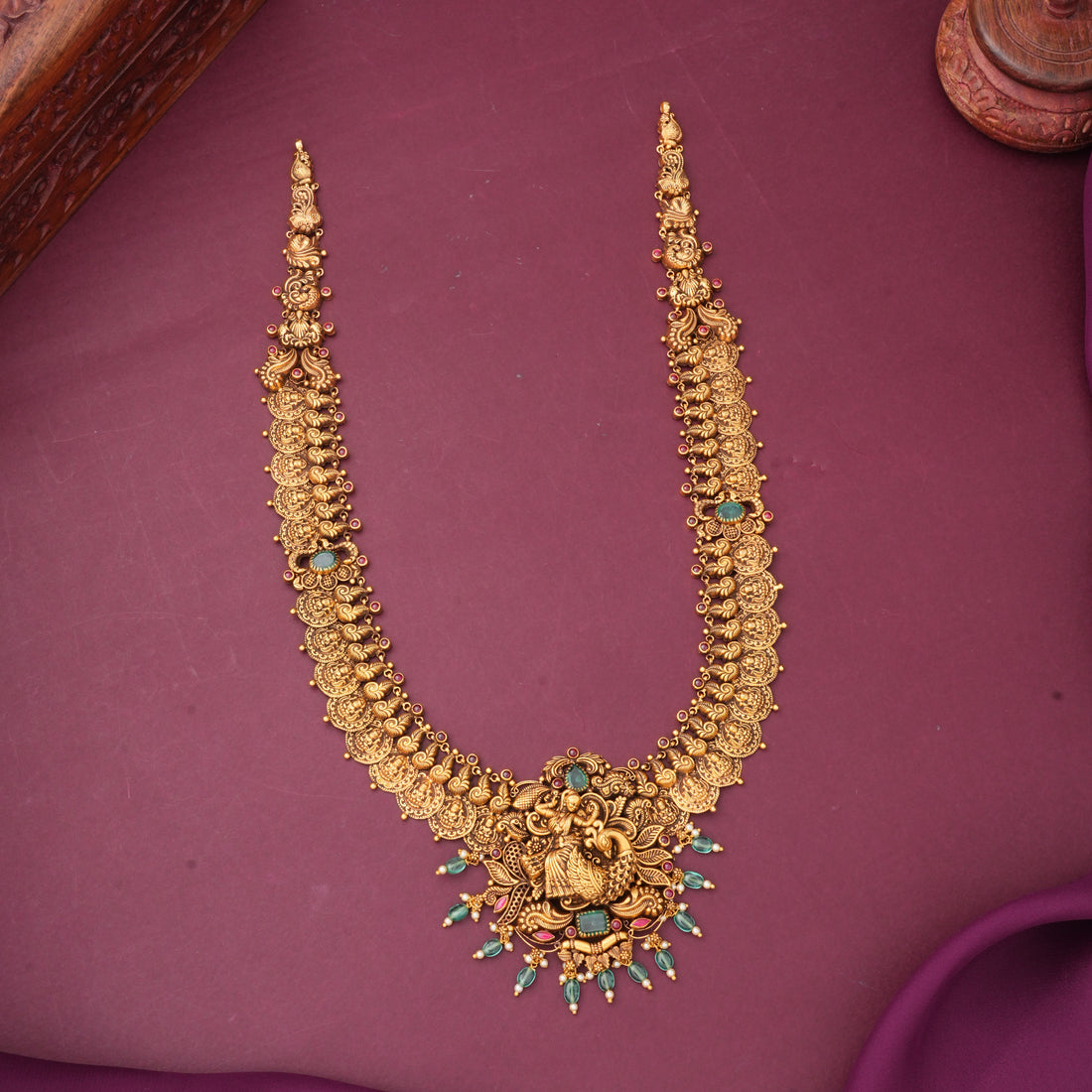 Majestic Beauty Antique Long Kaasu Maalai Necklace