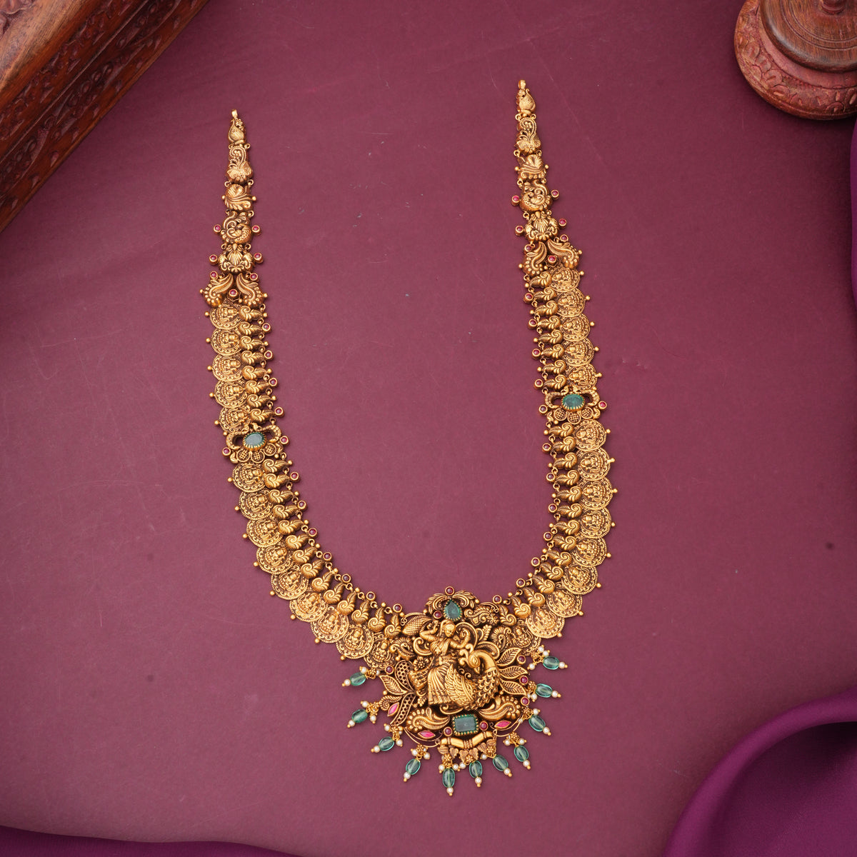 Majestic Beauty Antique Long Kaasu Maalai Necklace