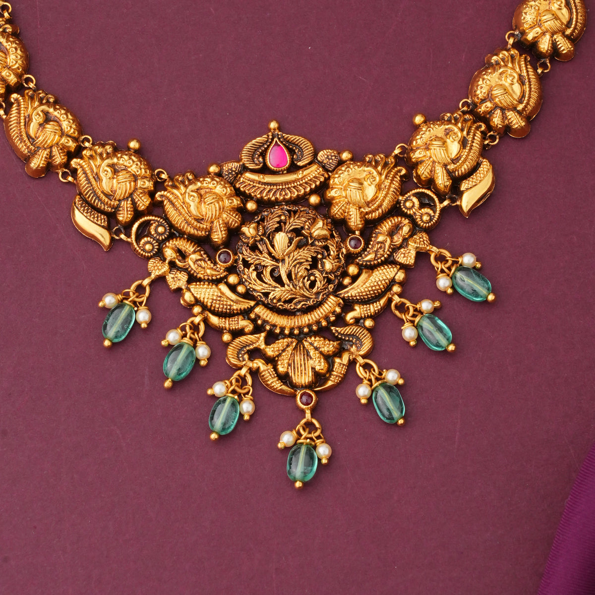Yaadhavi Antique Short &amp; Long Necklace Set