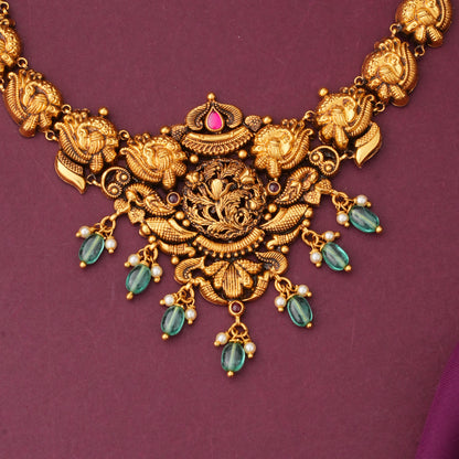Yaadhavi Antique Short &amp; Long Necklace Set