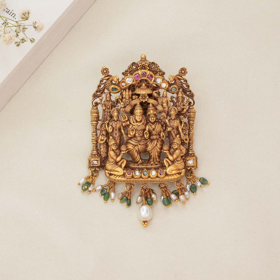 Lord Shivan Parvathi Antique Pendant