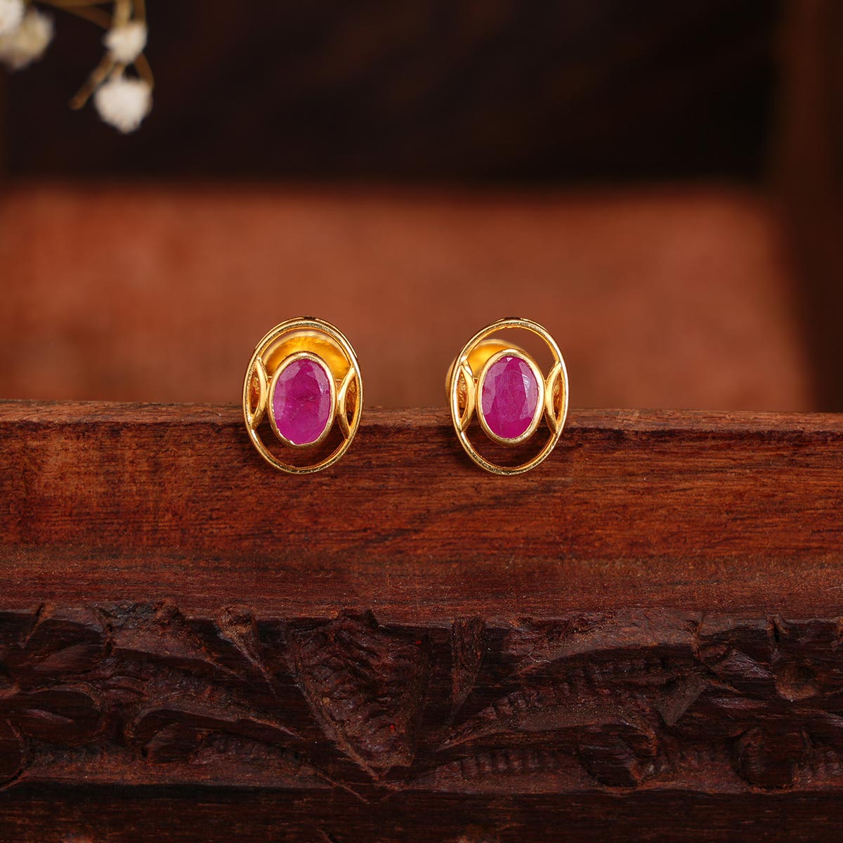 Pink Oval Stud