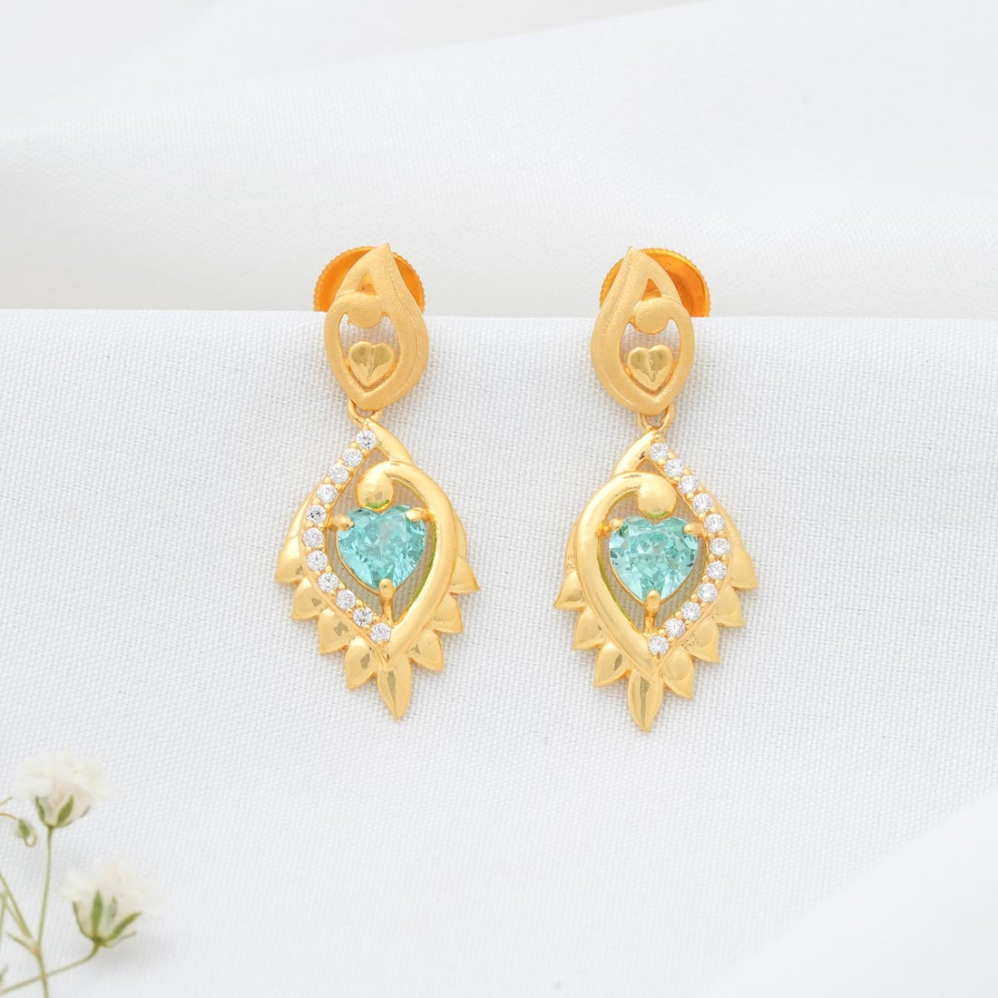 Blue Heart Long Earrings
