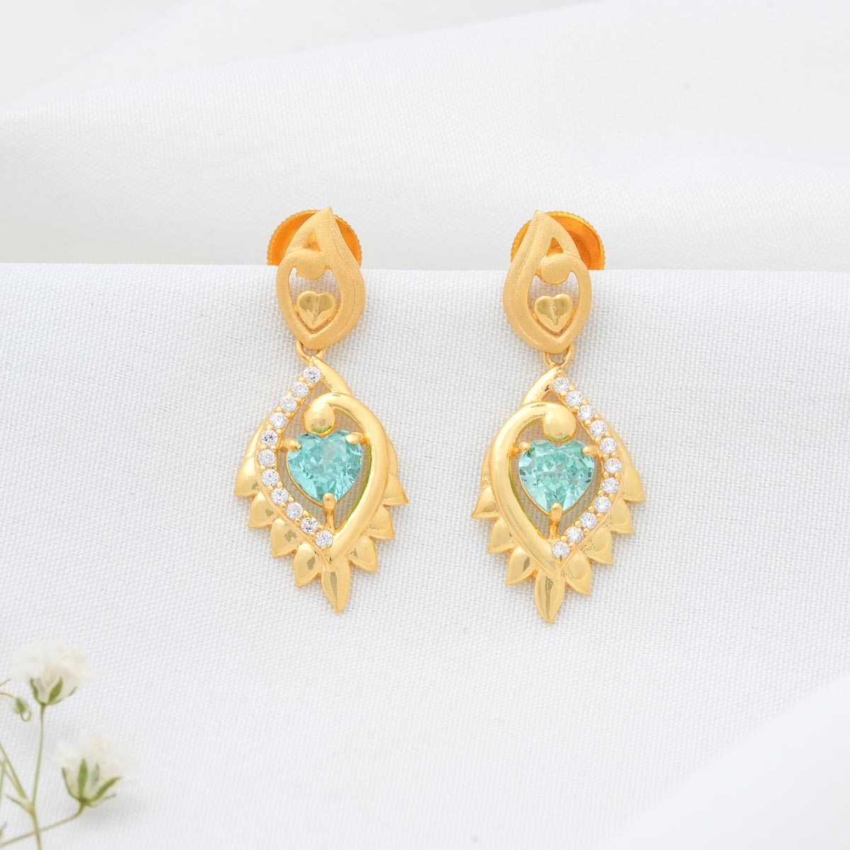 Blue Heart Long Earrings