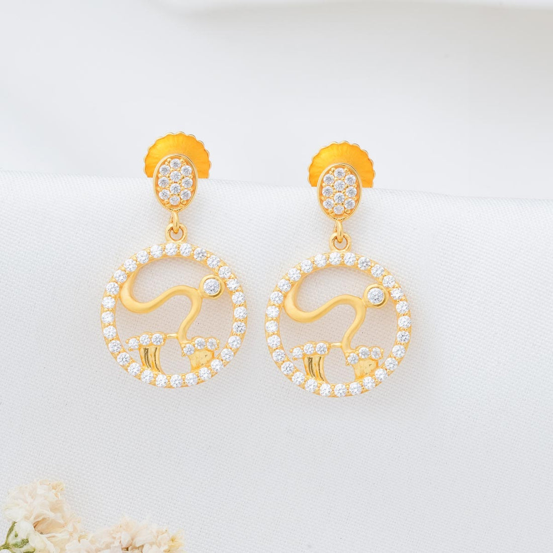 Round Charm Long Earrings