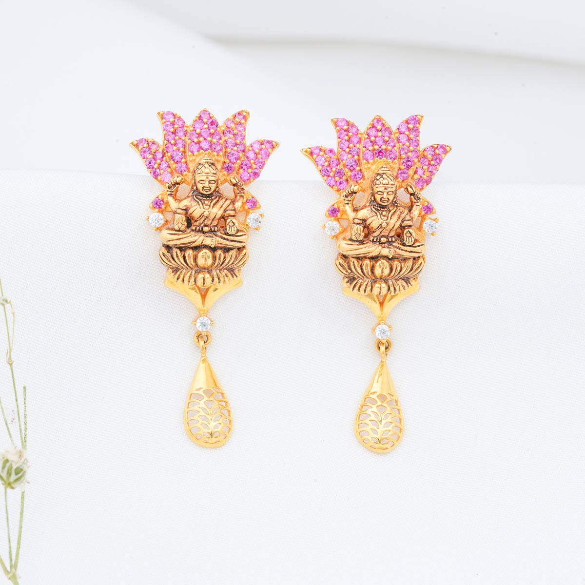 Lotus Designed Long Earrings