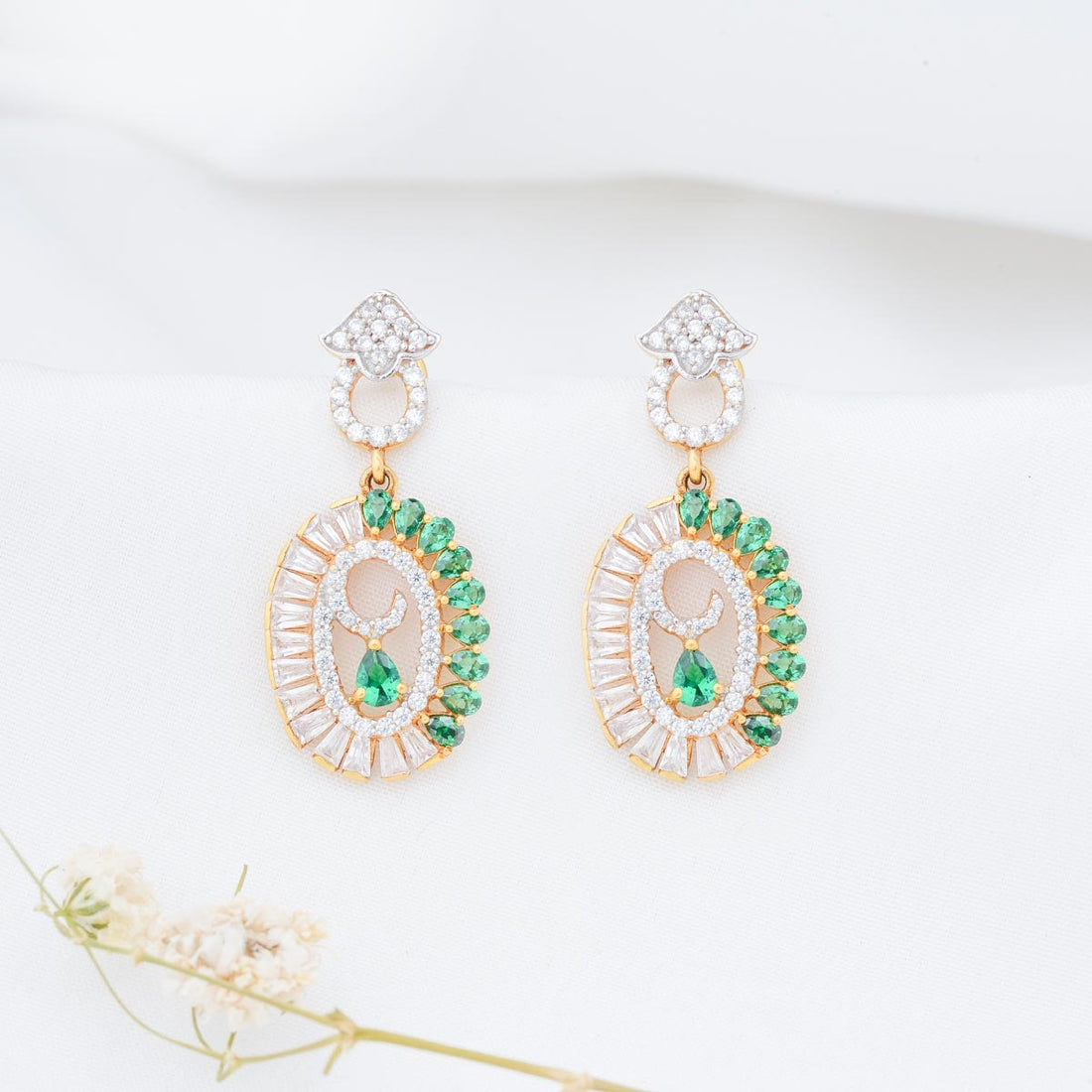 Green Shine Long Earrings