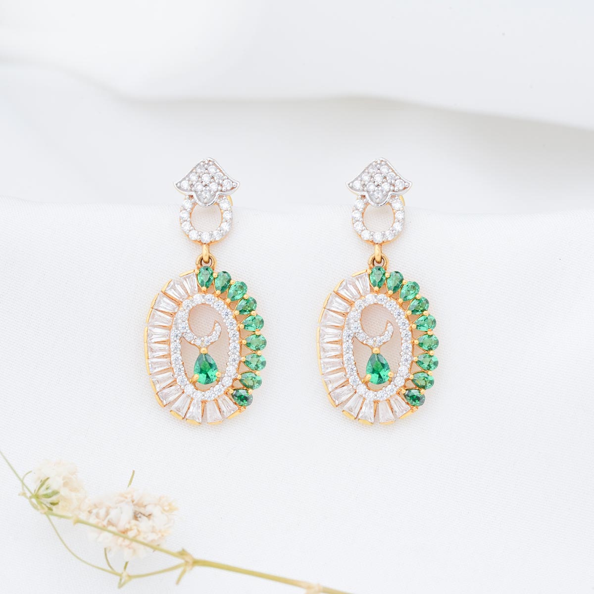 Green Shine Long Earrings