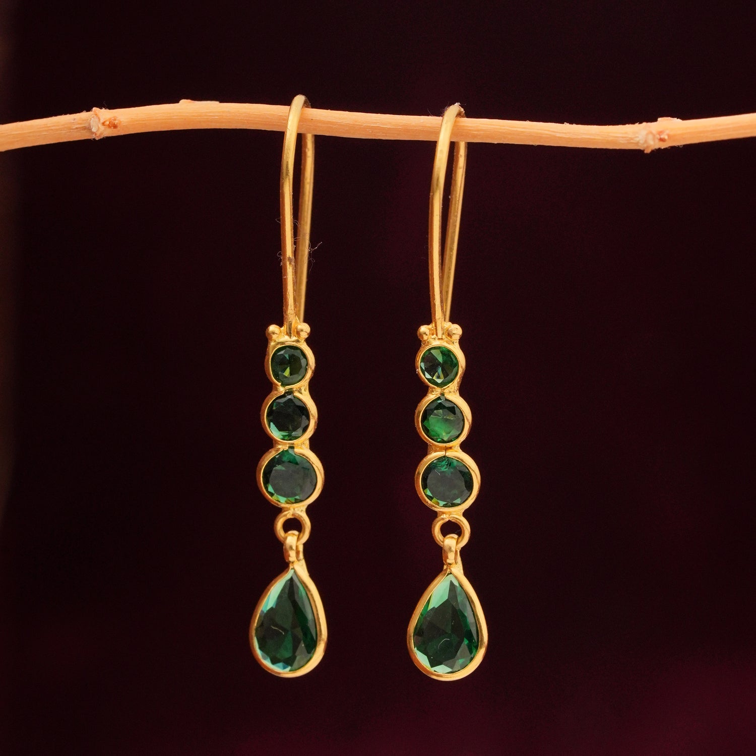 Greenish Hook Drops Earrings